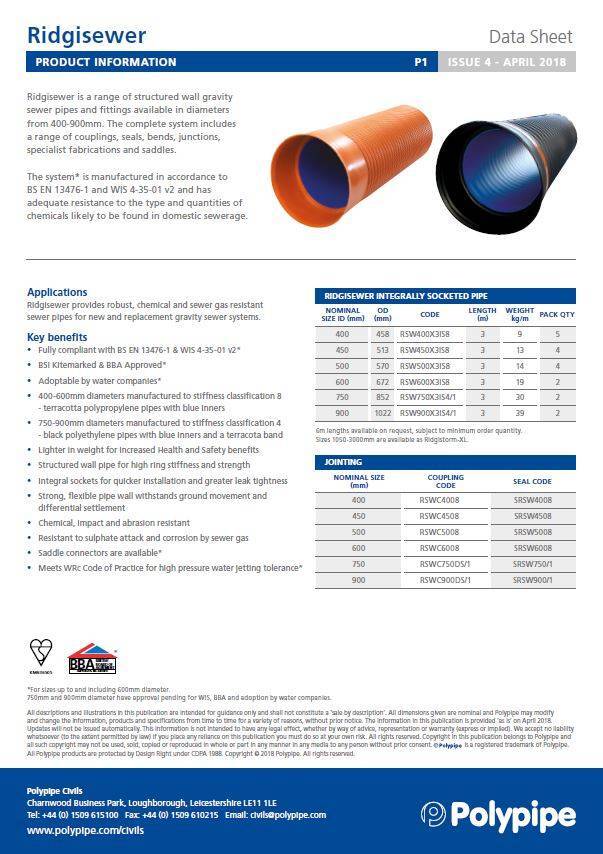 Ridgisewer Datasheet Polypipe