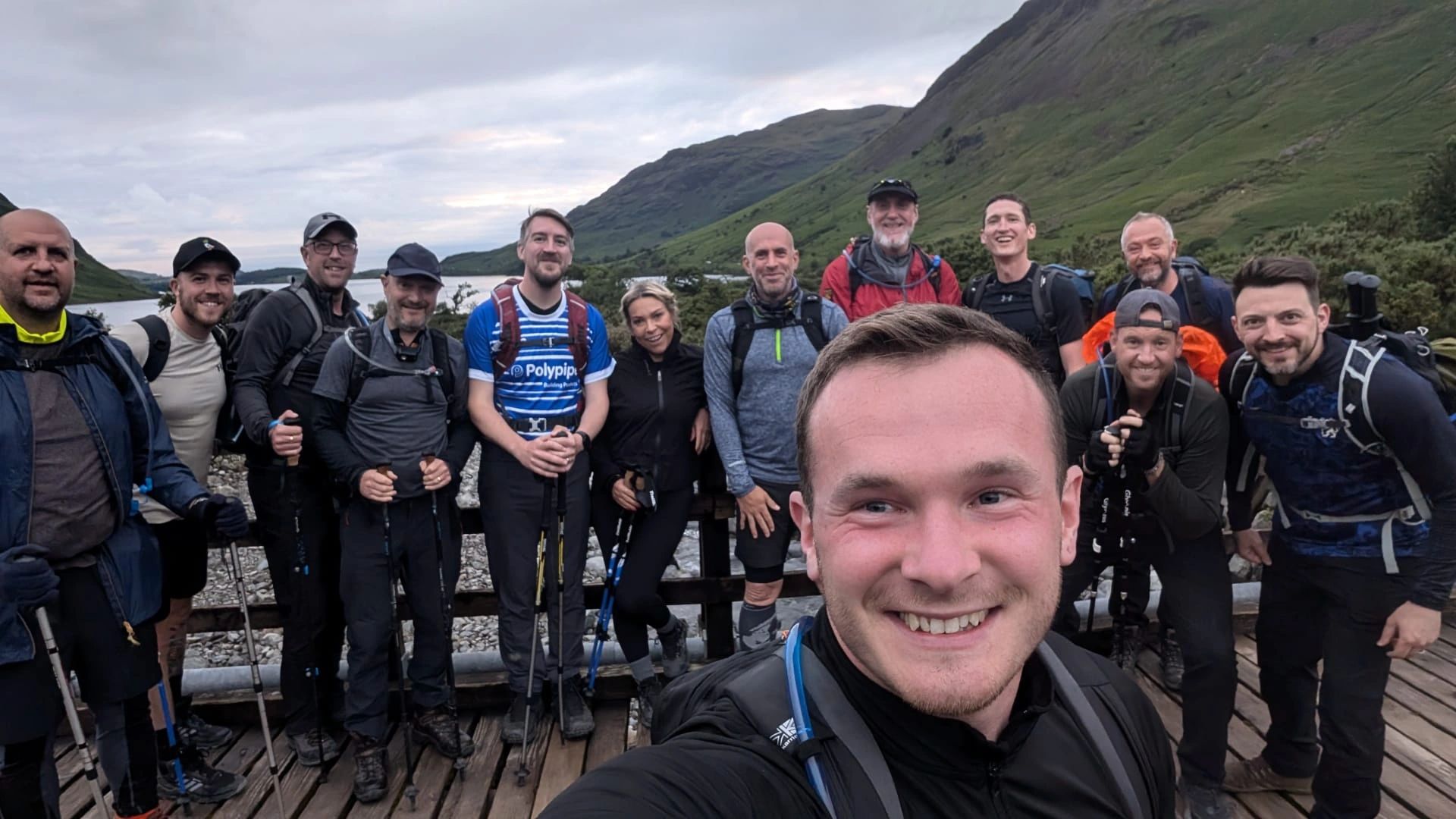 The team shortly before they started Scafell Pike.