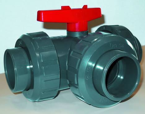 RBA60A0250 - Effast PVCu ¾inch 3 Way Ball Valve L Port EPDM Dark grey ...