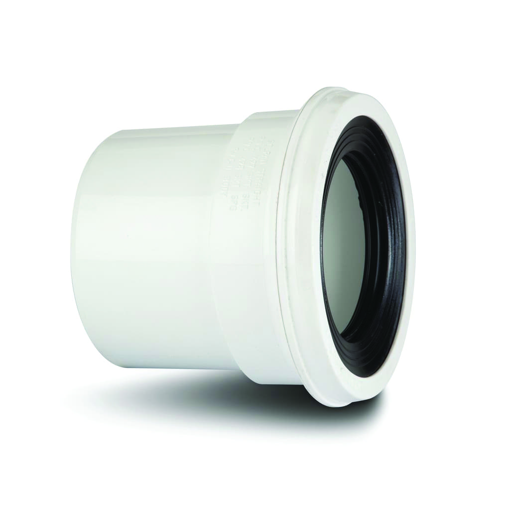 pan-connector-110mm-straight-spigot-solvent-weld-white-polypipe