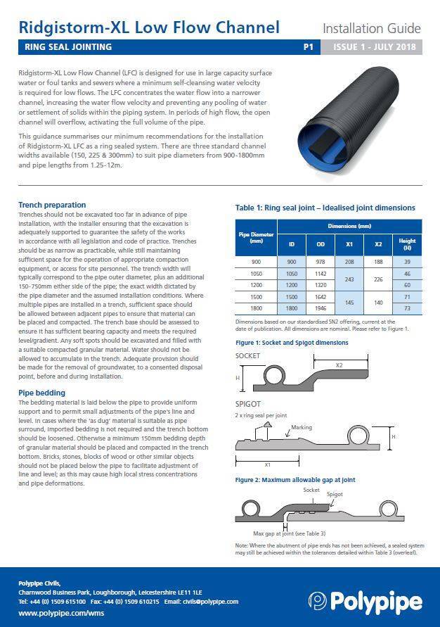 Ridgistorm-XL Low Flow Channel Installation Guide | Polypipe